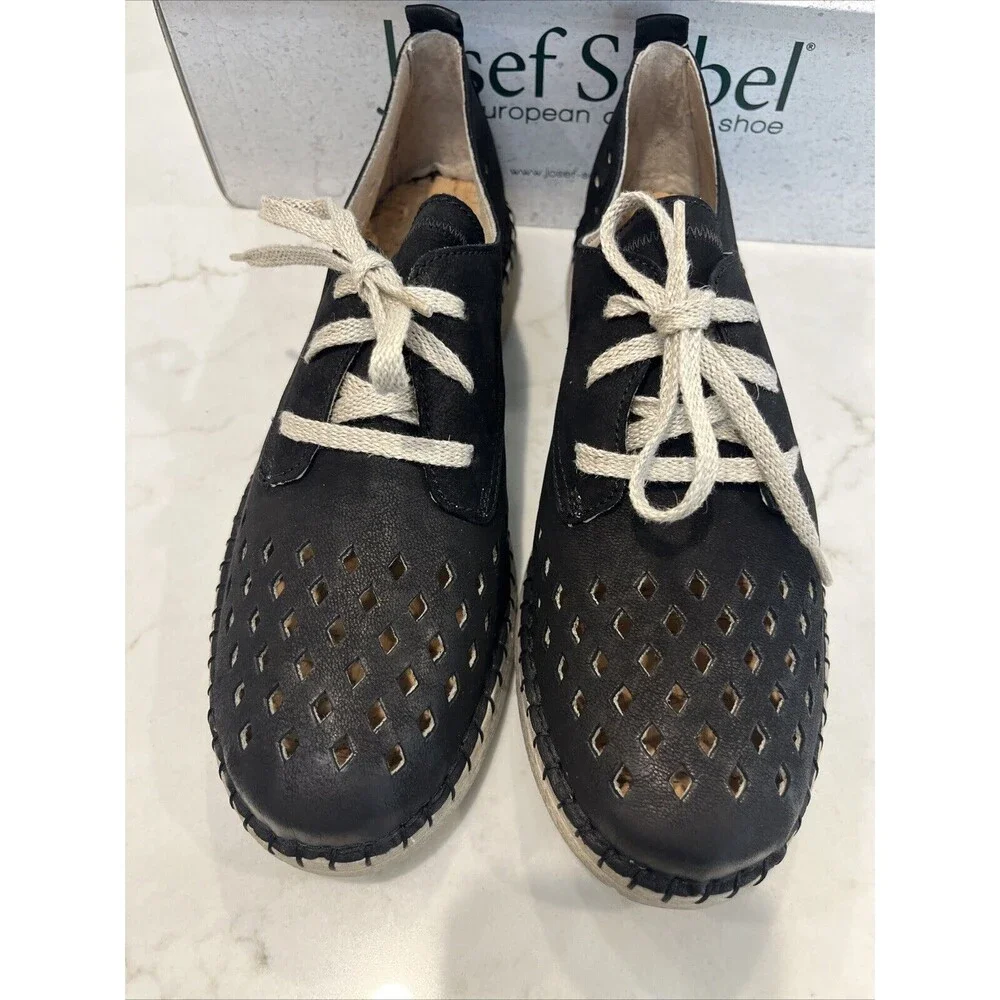 Josef Seibel NEW 41 (US‎ 10-10.5) Leather Black Sofie 26 Sneakers Lace Up Shoes